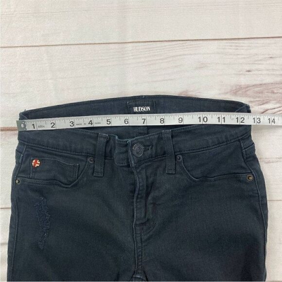 Hudson Black High Rise Stretch Raw Hem Edge Skinny Jeans Size 25 - Picture 6 of 8
